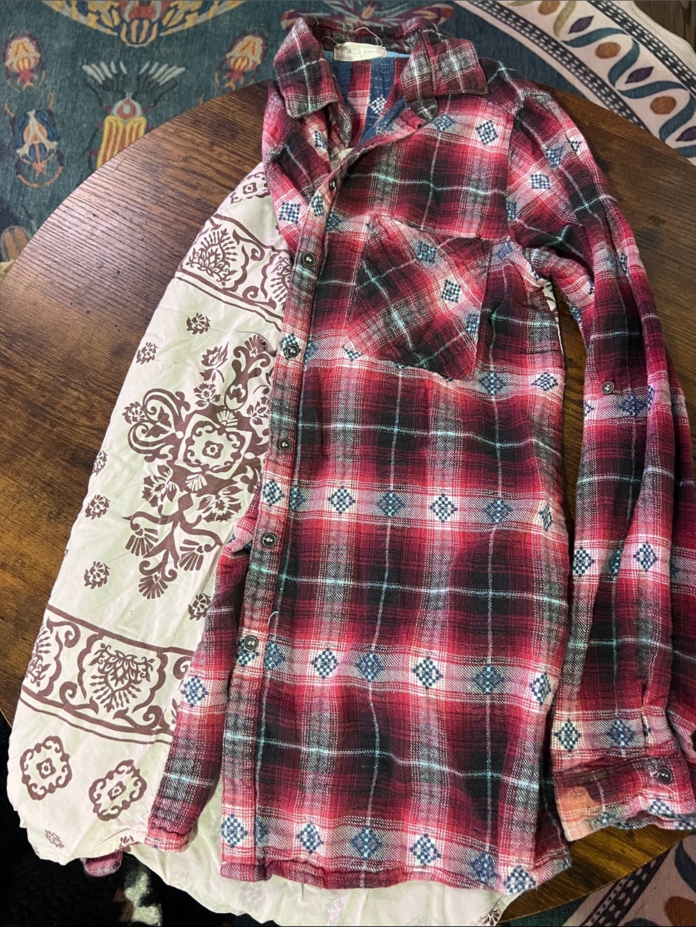 Plaid is Button-Up Shirt with Geometric Accentsu